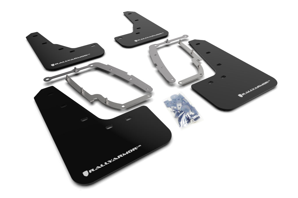 Rally Armor Mud Flaps Tesla 3 2017-23 (Black/White Logo)