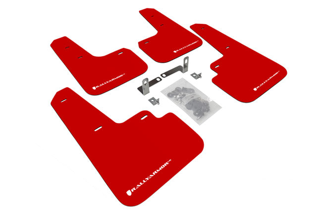Rally Armor Mud Flaps Mitsubishi Mirage 2015-2019 (Red/White Logo)