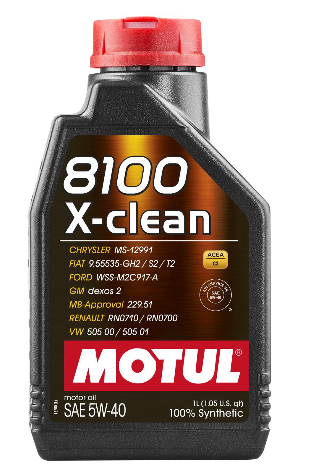 Motul 8100 X-clean 5W-40 Synthetic Motor Oil - 1 Liter