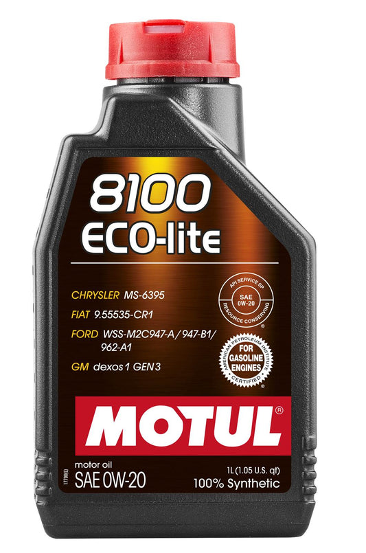 Motul 8100 ECO-LITE Fully Synthetic 0W-20 Engine Oil - 1 Liter