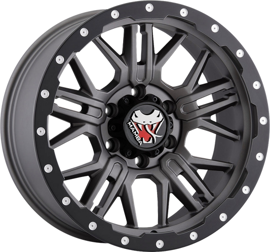 MAMBA M25 17 X 9 -12 5 X 127 CB78.1 MATTE GREY W/ BLACK LIP EDGE