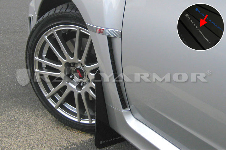 Rally Armor Mud Flaps Subaru WRX & STI Sedan 2011-14 (Black/Silver Logo)
