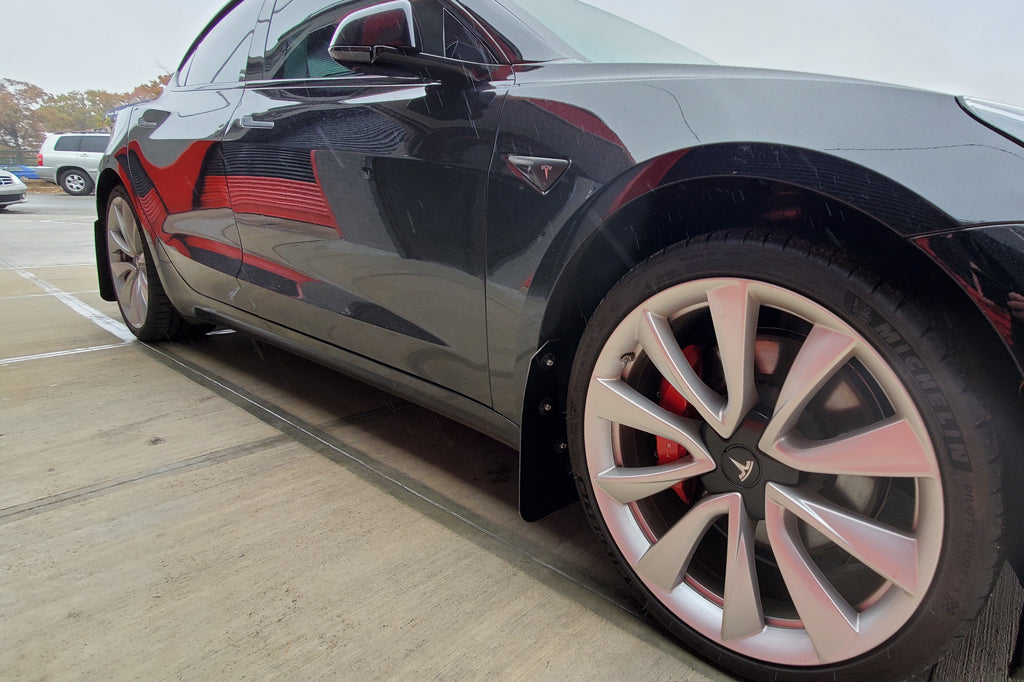 Rally Armor Mud Flaps Tesla 3 2017-23 (Black/Dark Grey Logo)